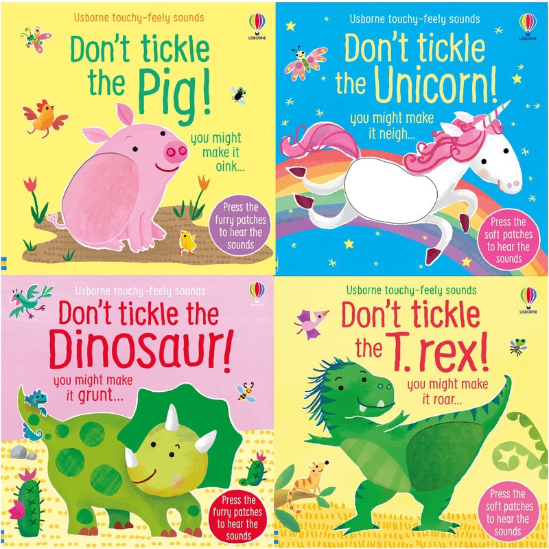 Usborne Don’t Tickle Collection 4 Books Set (Touchy-Feely Sound Books) Unicorn, T-Rex, Dinosaur, Pig