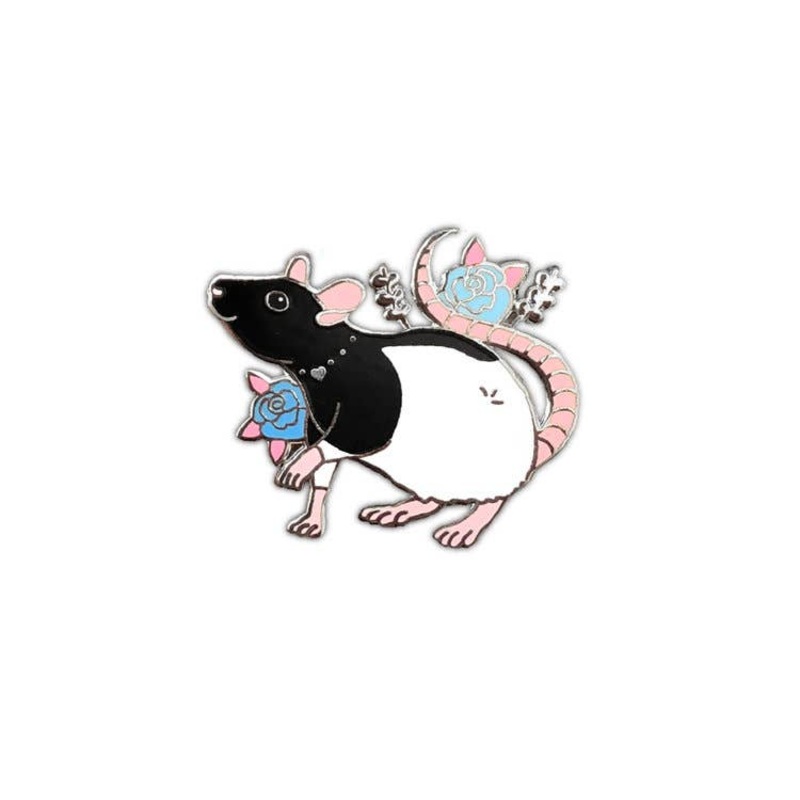 The Crowned Rabbit – Black Hooded Rat Enamel Pin