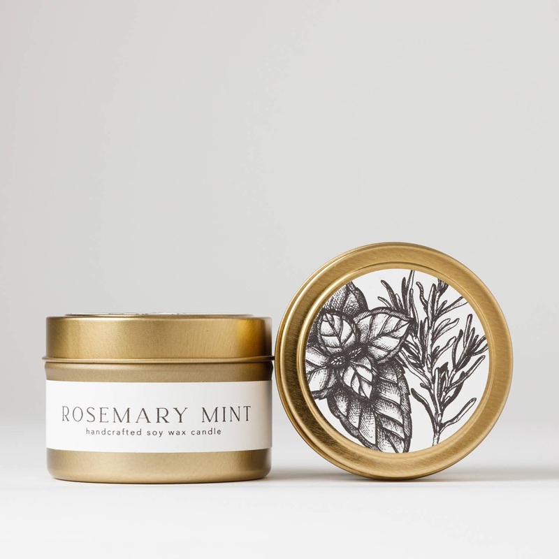 Rosemary Mint : Tin Soy Candle( summer winter )