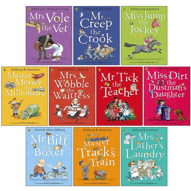 Happy Families 10 Book Set by Allan Ahlberg  Classic Children’s Stories, Funny Family Tales, Kids Chapter Books, Fiction Collection