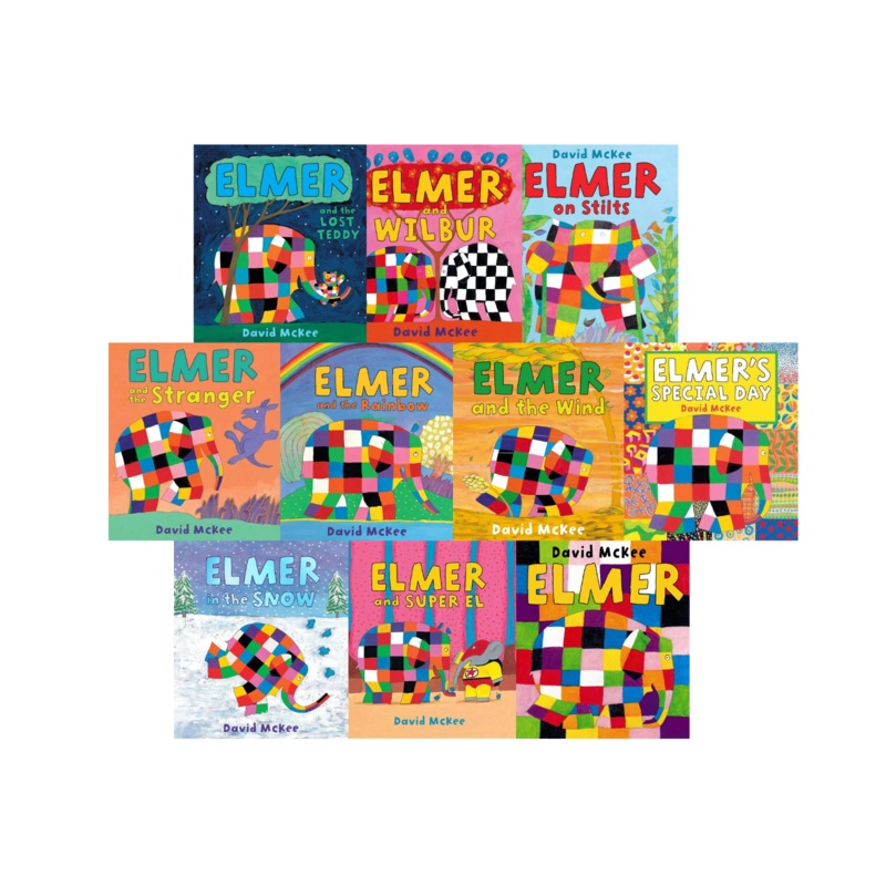 Elmer 10 books Set Collection Children Picture Flats illustrated Elephant David Mckee