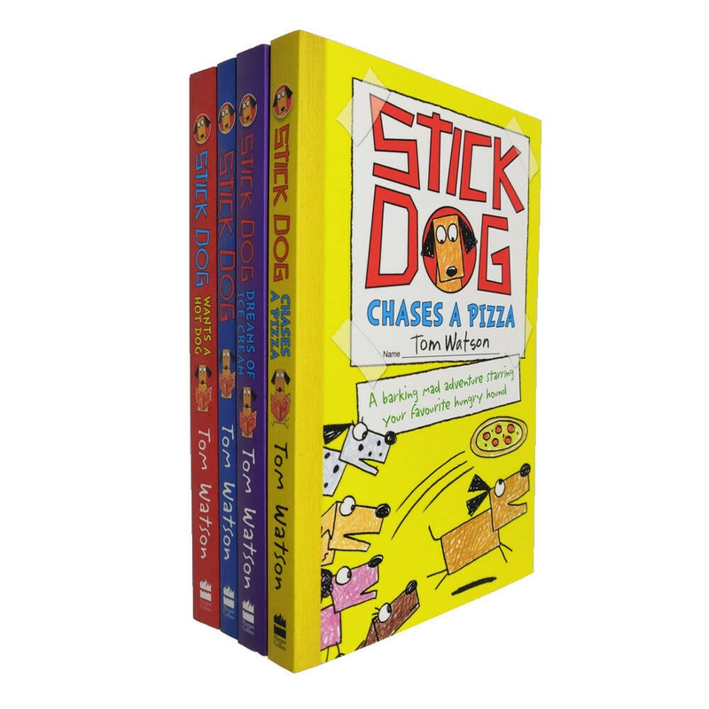 Stick Dog Series by Tom Watson  4 Books Collection | Funny Kids Stories, Hot Dog Adventures, Comic Humor for Young Readers & Children’s Literature
