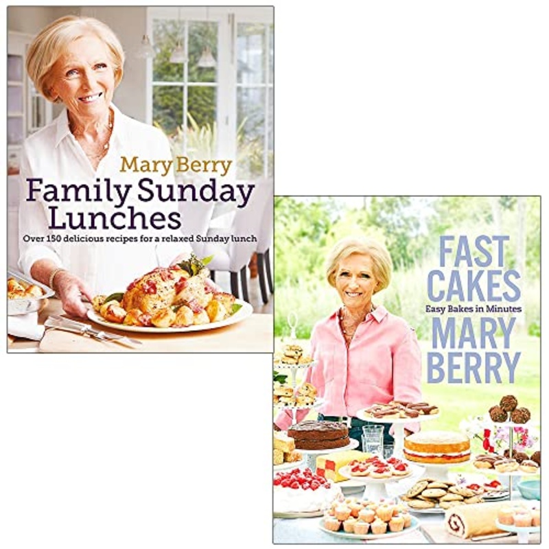 Mary Berry’s Family Sunday Lunches & Fast Cakes Easy Bakes In Minutes By Mary Berry 2 Books Collection Set