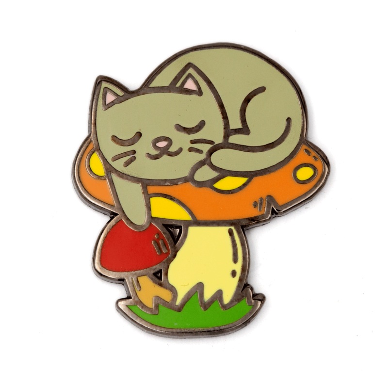 These Are Things – Sleeping Cat Mushroom Enamel Pin