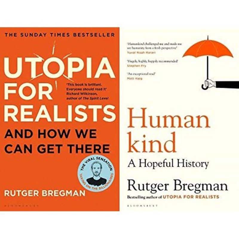 Utopia for Realists & Humankind by Rutger Bregman – 2 Book Set Collection