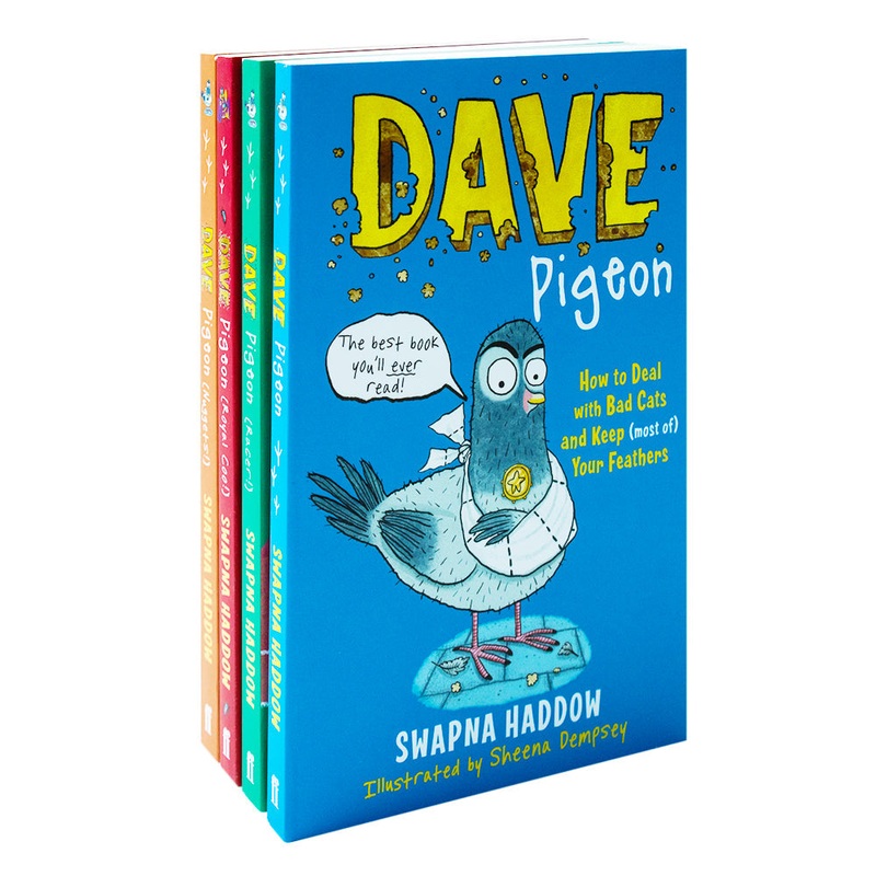 Dave Pigeon 4 Books Set by Swapna Haddow  Childrens Books, Humorous Adventure, Funny Stories, Pigeons, Racer, Royal Coo, Illustrated Kids Fiction