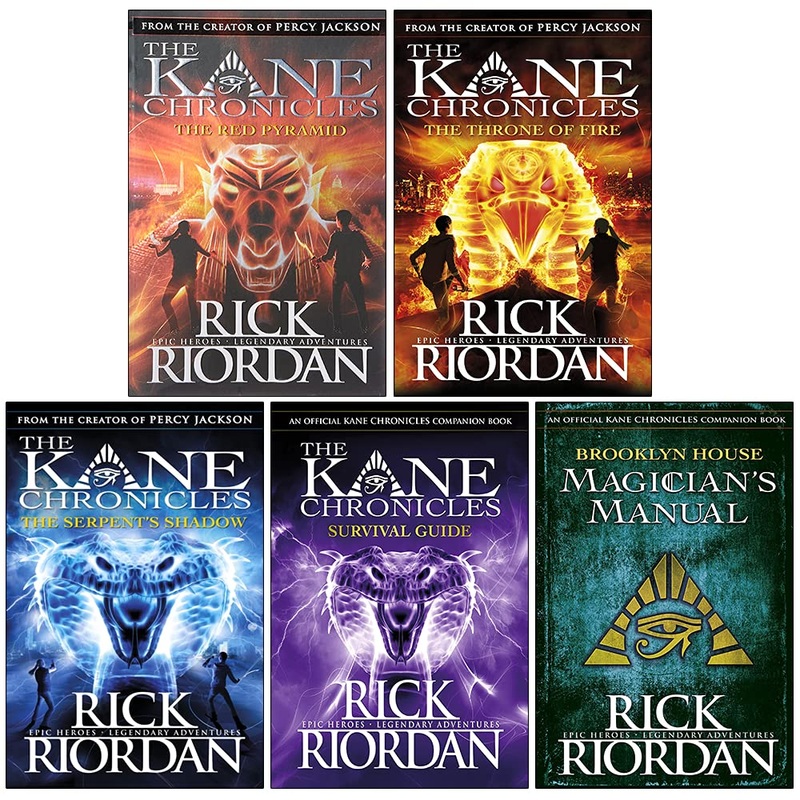 Rick Riordan Kane Chronicles Series 5 Books Collection Set (The Red Pyramid, The Throne of Fire, The Serpents Shadow, [Hardcover] Survival Guide, [Hardcover] Brooklyn House Magician’s Manual)