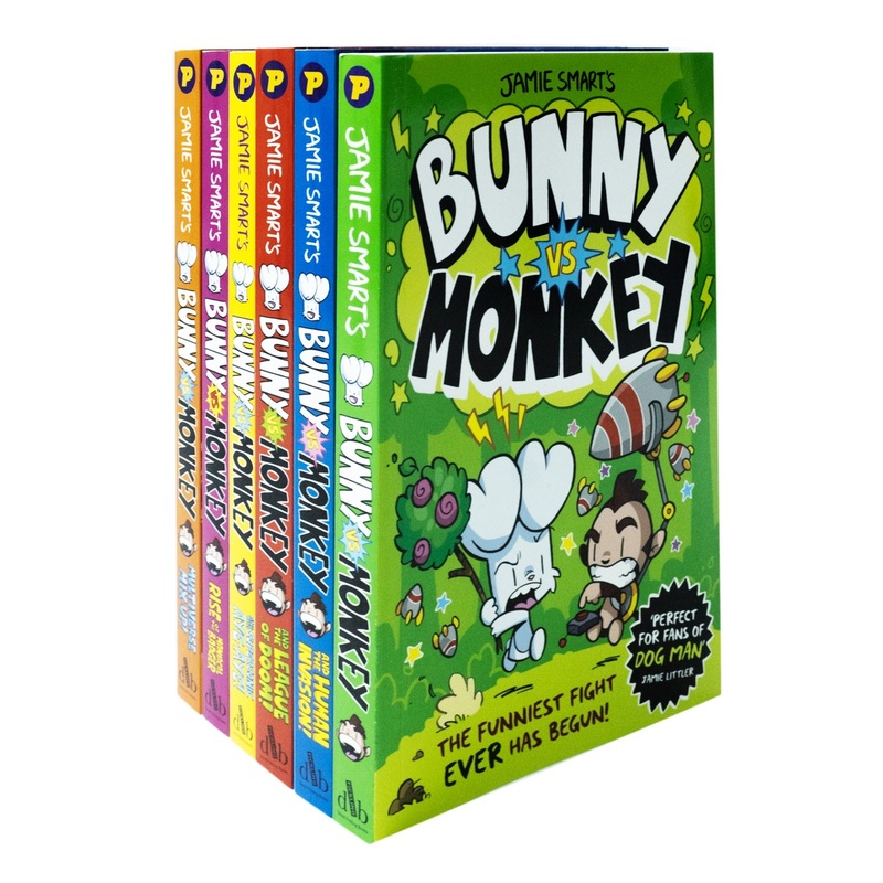 Bunny Vs Monkey 6 Book Set Collection Hilarious Children’s Comics & Graphic Novels by Jamie Smart| Action-Packed Adventure Stories for Kids