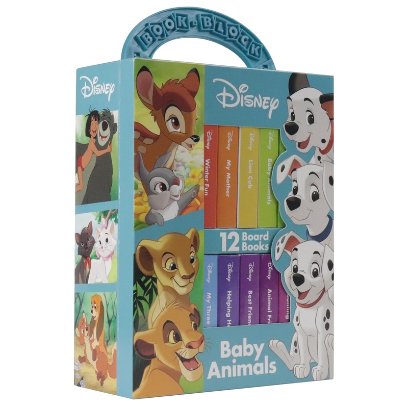 Disney Lion King, Bambi, 101 Dalmatians, and More! – Baby Animals My First Library Board Book Block 12-Book Set – First Words, Alphabet, Numbers, and More! Baby Books – PI Kids