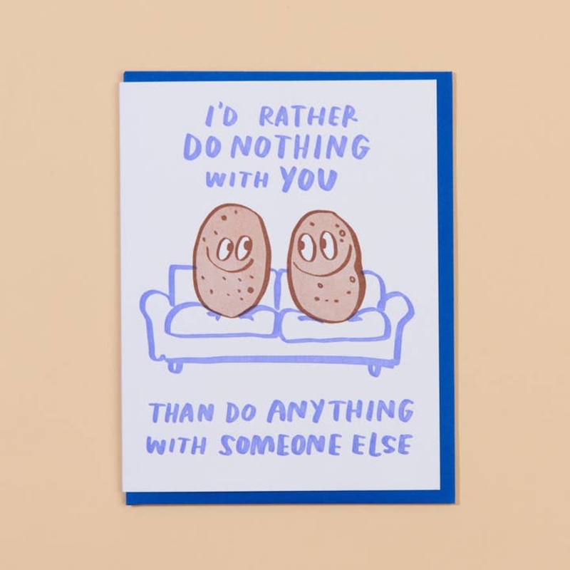 Couch Potatoes Love Letterpress Greeting Card – Valentine’s Day