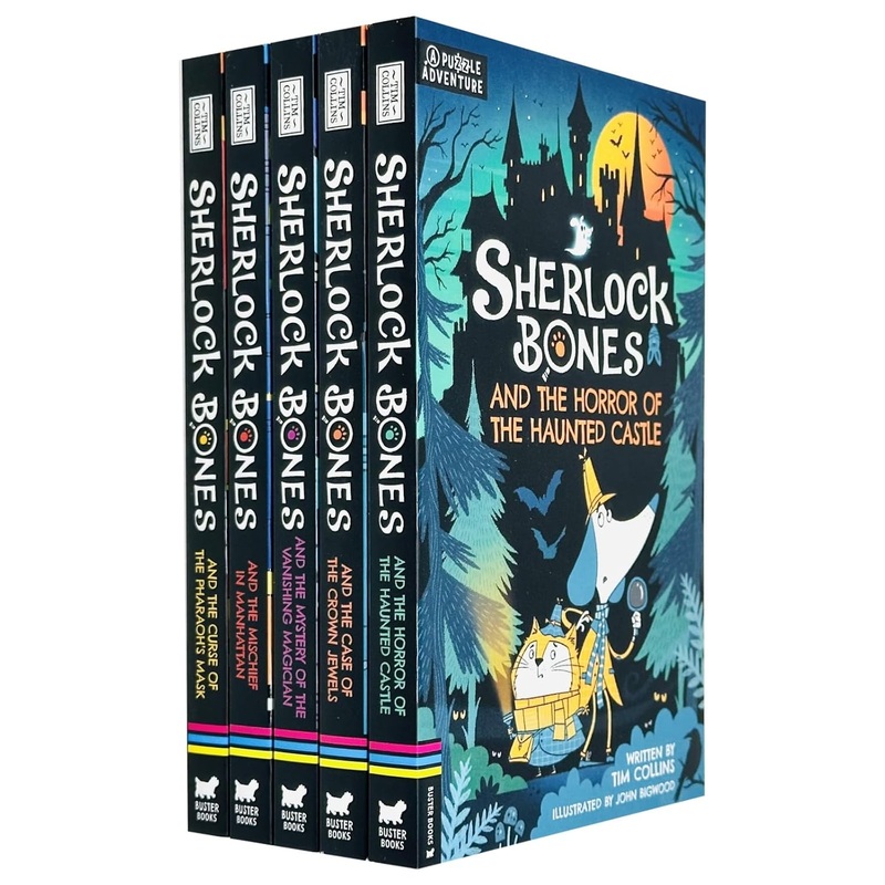 Adventures of Sherlock Bones By Tim Collins 5 Books Collection Set (Horror of the Haunted Castle, Mischief in Manhattan, Curse of the Pharaoh’s Mask, Mystery of the Vanishing Magician and 1 More)