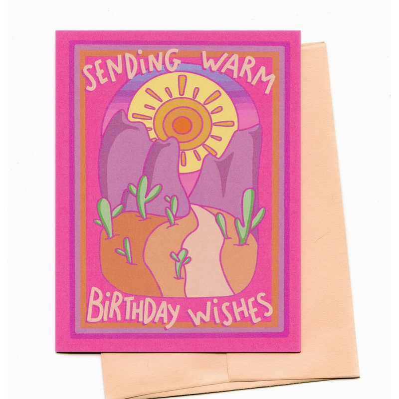 Lucky Sardine – Sending Warm Birthday Wishes, Desert Mountains Card! Sandy Tan