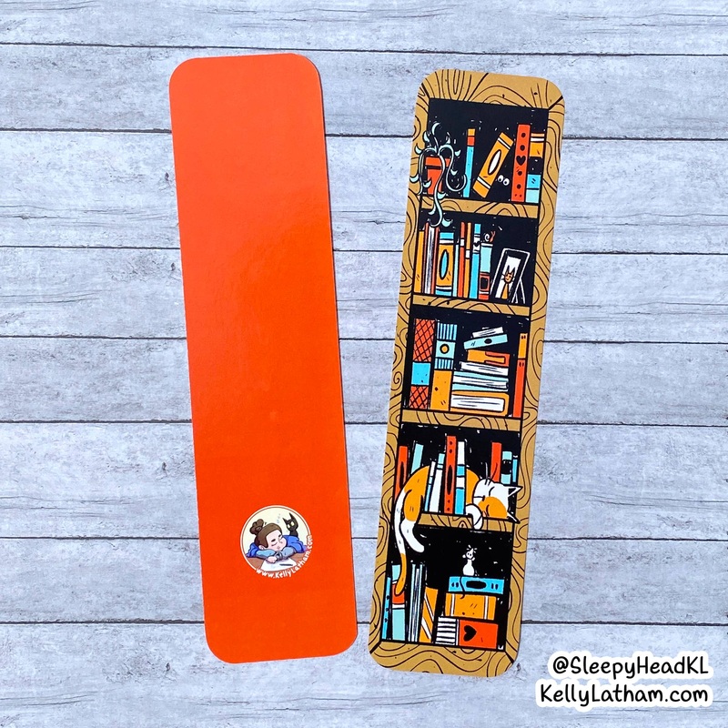 Kelly Latham Art – Bookshelf Bookmark Bookstore, Book Lover, Cat Lover: Clear Hanging Bag
