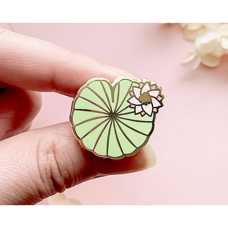 Alum and Ink – Mini Water Lily Pad Enamel Pin Rubber Pin Back