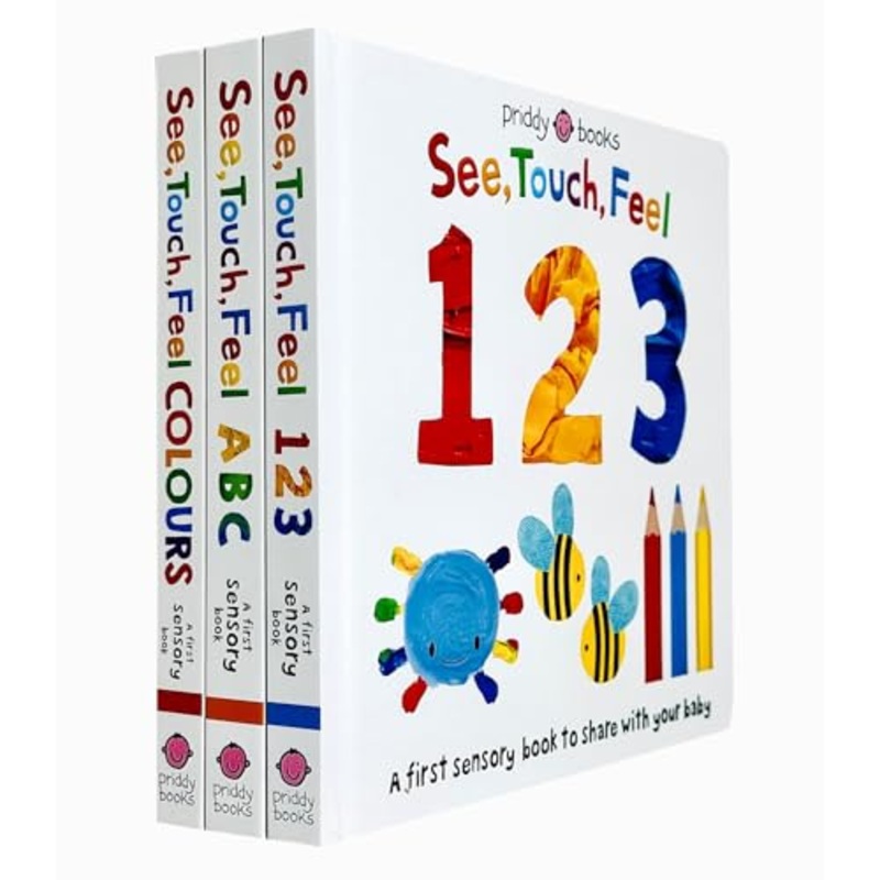 See, Touch, Feel First Sensory Book Collection 3 Books Set – See, Touch, Feel 123, ABC & Colours – Interactive Learning Books for Toddlers and Kids
