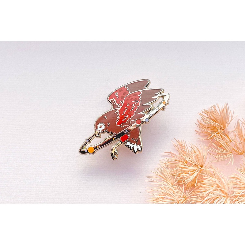 Alum and Ink – Cosmic Hawk Enamel Pin: Rubber Pin Back