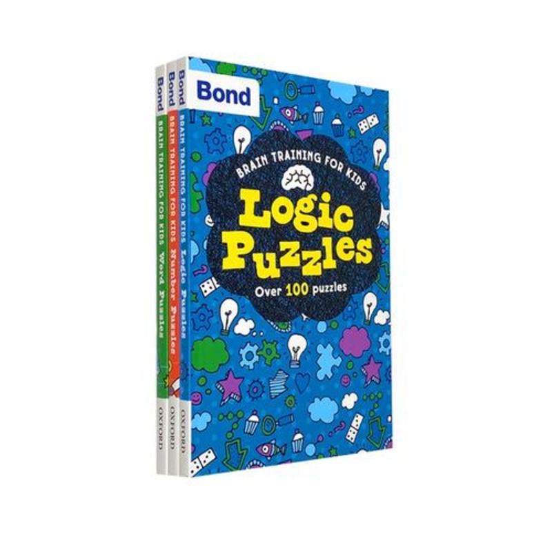 Bond Brain Training for Kids Oxford 3 Books Collection Set – Number Puzzles, Logic Puzzles, Word Puzzles