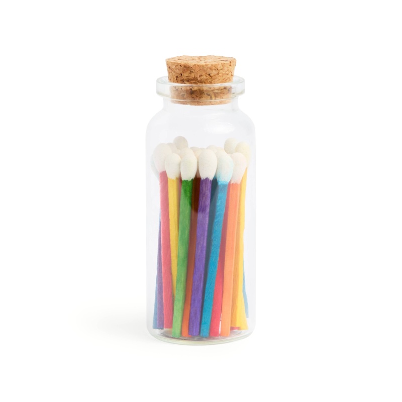 Rainbow Stick Matches in Medium Corked Vial