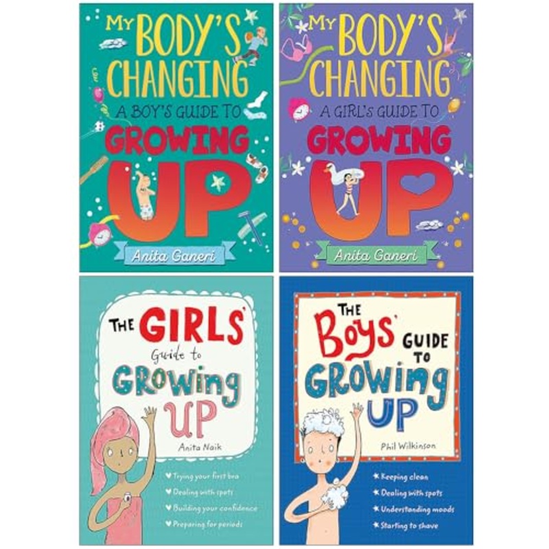 My Body’s Changing & Guide to Growing Up Series 4 Books Collection Set By Anita Ganeri, Anita Naik, Phil Wilkinson (A Boy’s Guide to Growing Up, A Girl’s Guide to Growing Up, The Girls, The Boys)