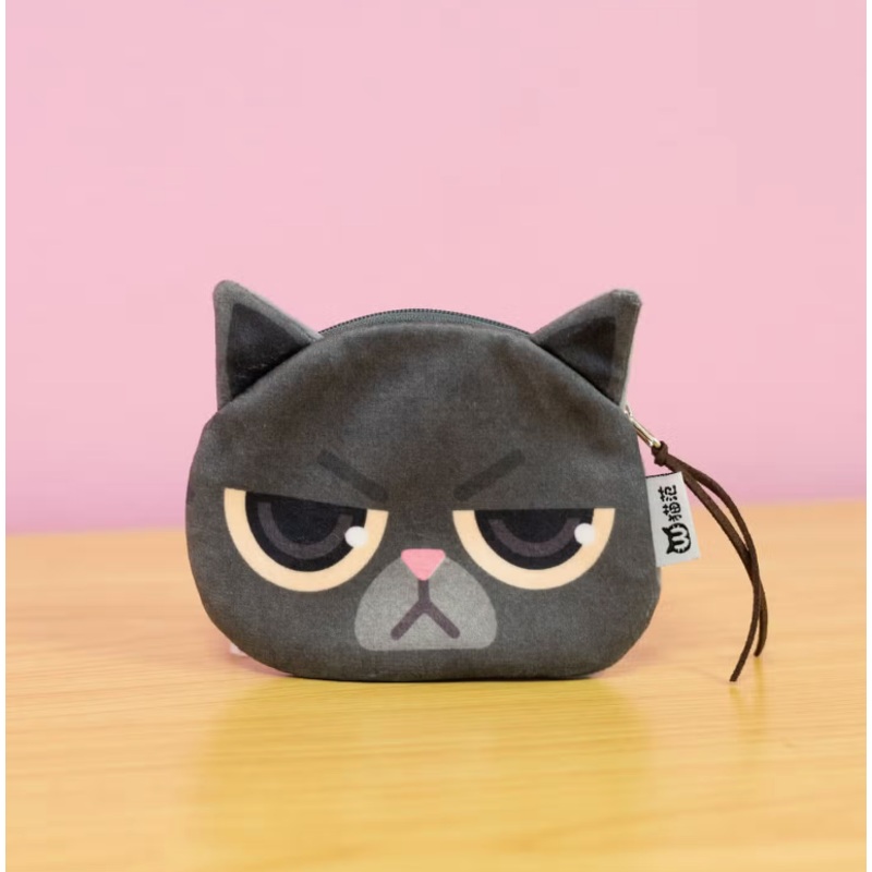 Cat Coin Purse Grumpy Black Cat