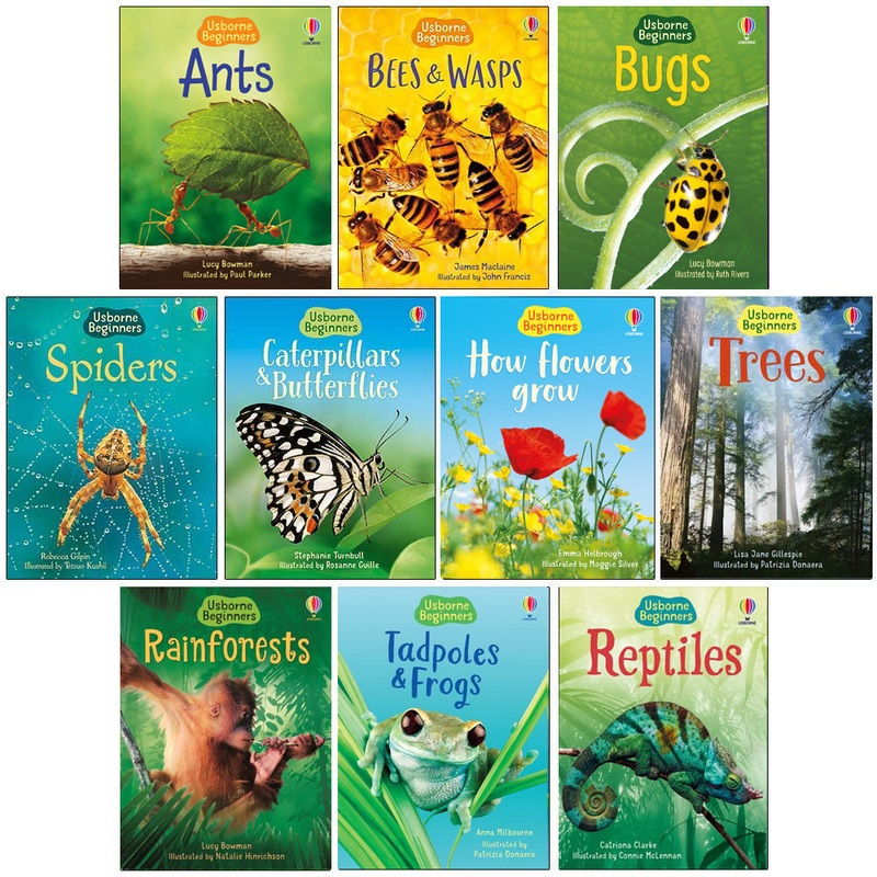 Usborne Beginners Nature 10 Books Set – Ants Bugs Spiders Tree Reptiles Rainforests And More