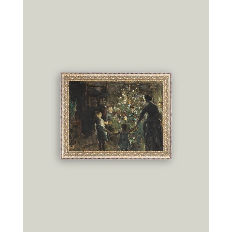 Gather Around the Tree 8″ X 10″ Framed Antique Art 10×8