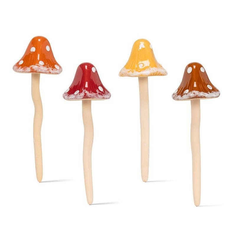Small Wobbly Dot Mushroom Stake-4 Assorted-7″H