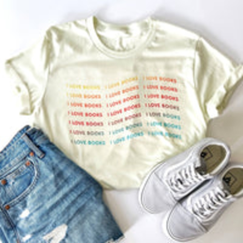 Inkwell Threads – I Love Books Tee: Citron L