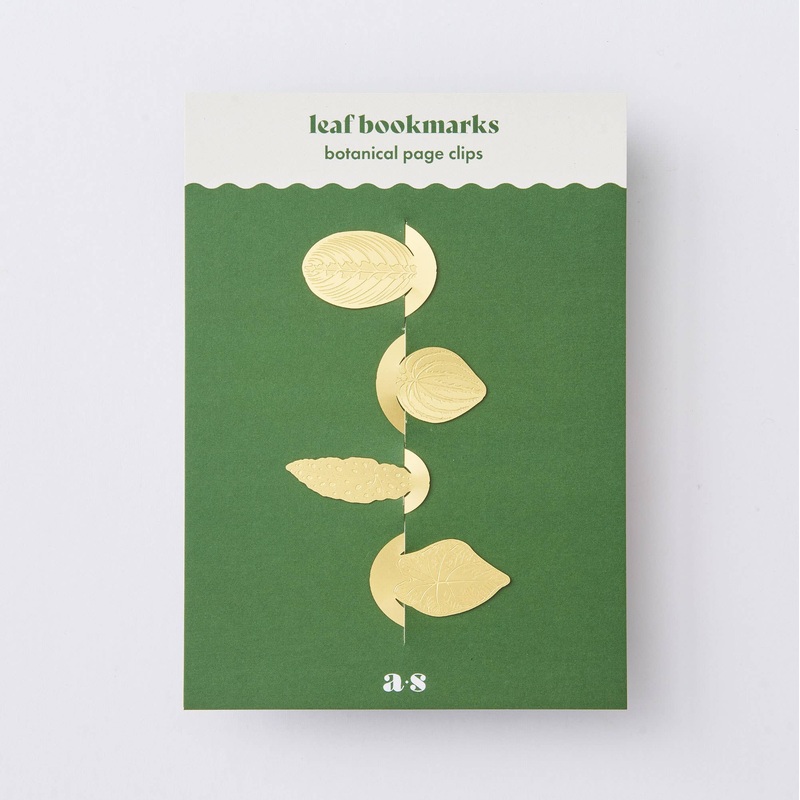 Leaf Bookmark Set in Brass, houseplant stationery gift